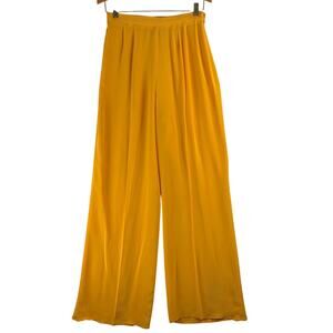 Sully Bonnelly Vintage 100% Yellow Silk Pants Women 27 Sm Flowy Career Statement